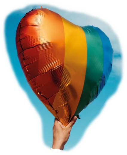Herz-Ballon in Regenbogenfarben